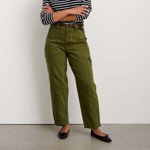 Alex Mill Pheobe Utility Cotton Cargo Pants Army Olive Green Size 24 NEW NWT
